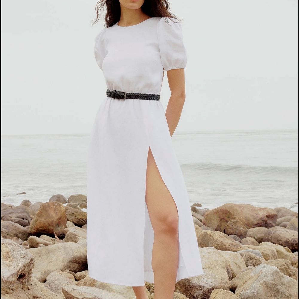 LIKE NEW REFORMATION Anneliese Linen Dress, White, size 0